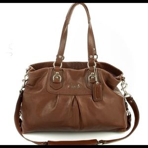 COACH Ashley Leather Walnut Brown Shoulder Bag